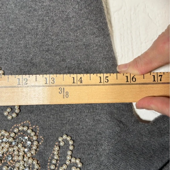 Gorgeous Embellished Gray Cardigan Sweater Anthropologie - Picture 16 of 16
